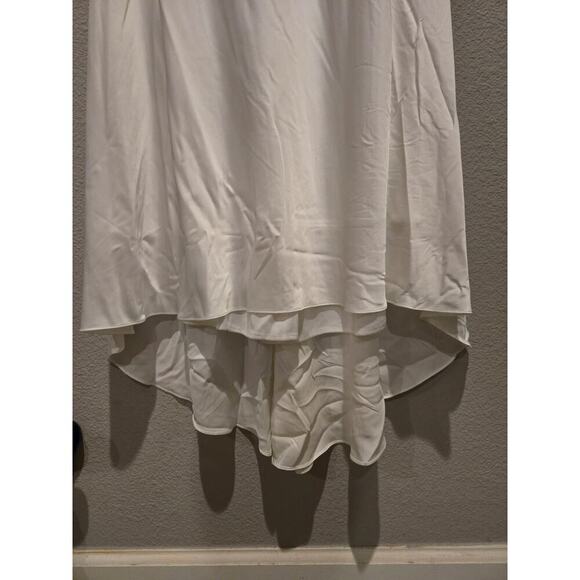 Mac Duggal Ivory One Shoulder Hi Low Dress Women's 6 Formal Wedding White Party - Picture 5 of 12